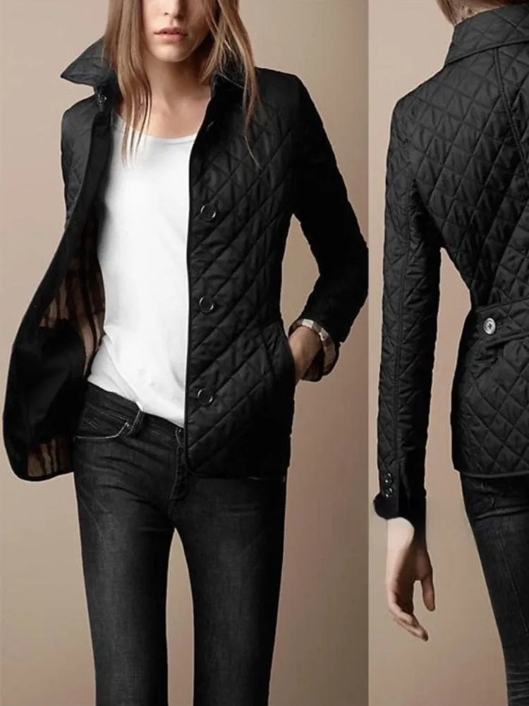 xakxx Winter Clothes Women  New Fashion Korea Coats Thin Vintage Jackets Lapel Single Breasted Streetwear Long Sleeve Top Quilted