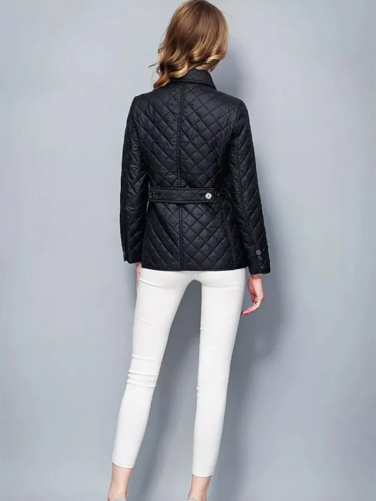 xakxx Winter Clothes Women  New Fashion Korea Coats Thin Vintage Jackets Lapel Single Breasted Streetwear Long Sleeve Top Quilted