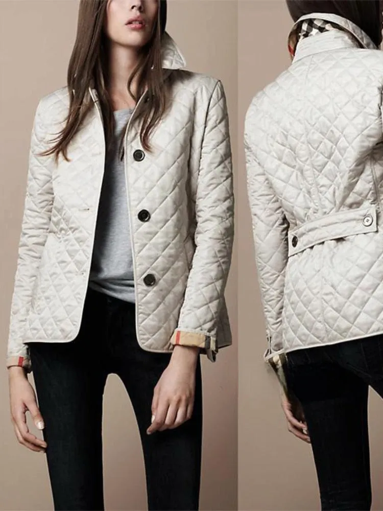 xakxx Winter Clothes Women  New Fashion Korea Coats Thin Vintage Jackets Lapel Single Breasted Streetwear Long Sleeve Top Quilted
