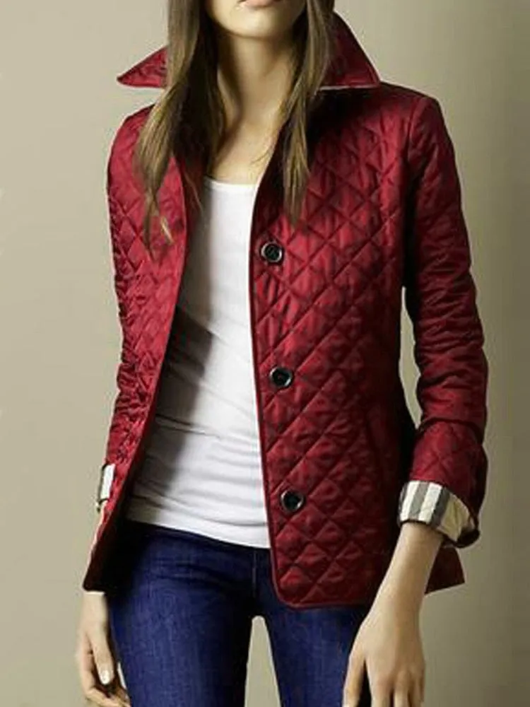 xakxx Winter Clothes Women  New Fashion Korea Coats Thin Vintage Jackets Lapel Single Breasted Streetwear Long Sleeve Top Quilted