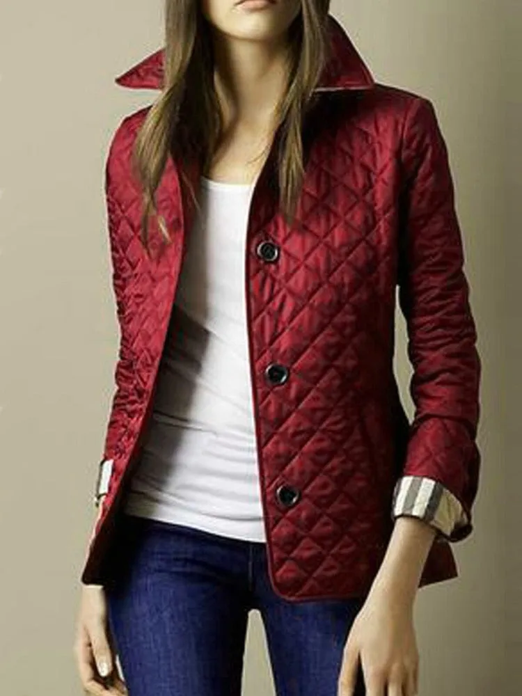 xakxx Winter Clothes Women  New Fashion Korea Coats Thin Vintage Jackets Lapel Single Breasted Streetwear Long Sleeve Top Quilted