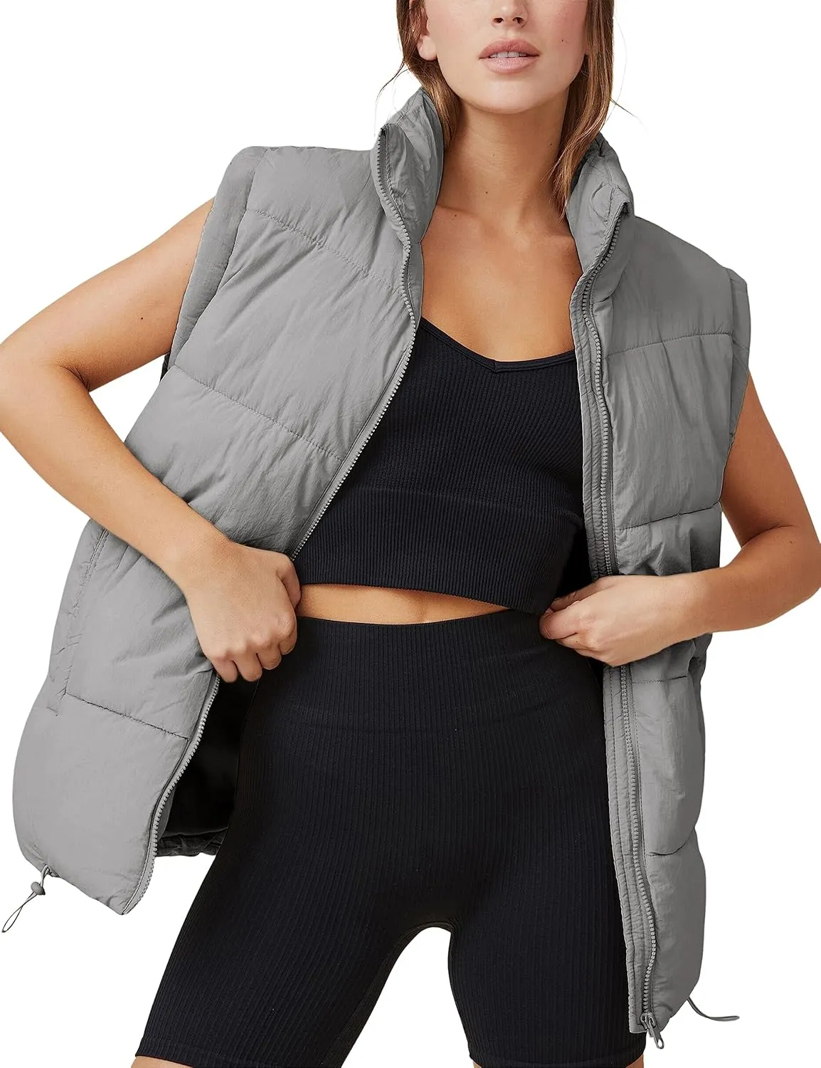 Xiaoxuemeng Womens Puffer Vest Collared Sleeveless Zip Up Padded Gilet Jacket Outwear