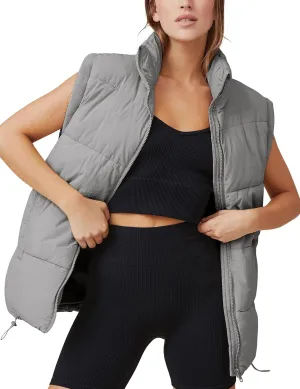 Xiaoxuemeng Womens Puffer Vest Collared Sleeveless Zip Up Padded Gilet Jacket Outwear