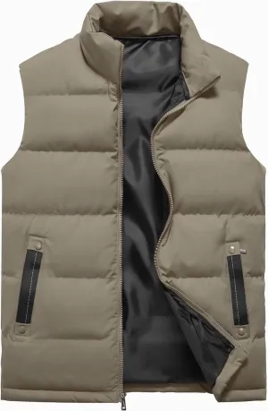 XinYangNi Mens Puffer Vest Quilted Outerwear Winter Warm Down Puffy Vests Lightweight Casual Padded Jacket