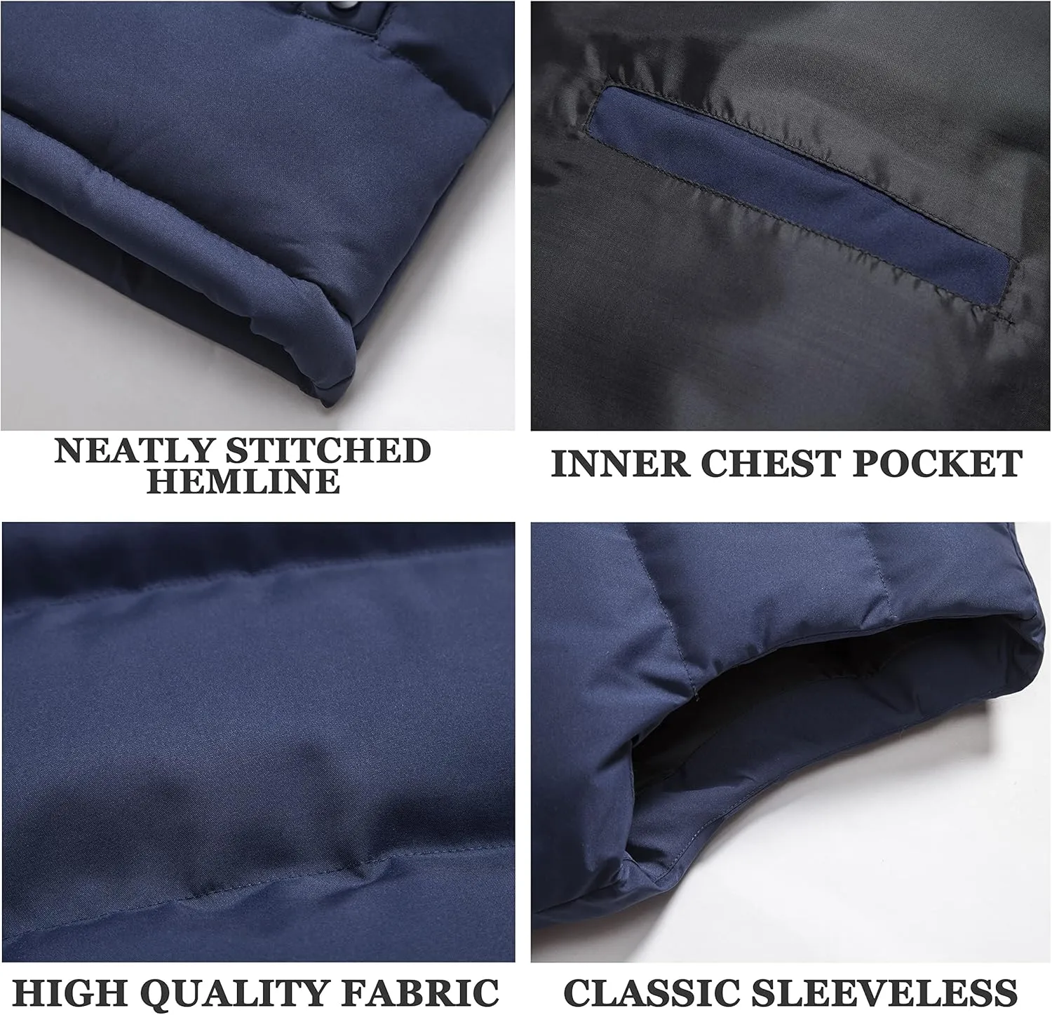 XinYangNi Mens Puffer Vest Quilted Outerwear Winter Warm Down Puffy Vests Lightweight Casual Padded Jacket
