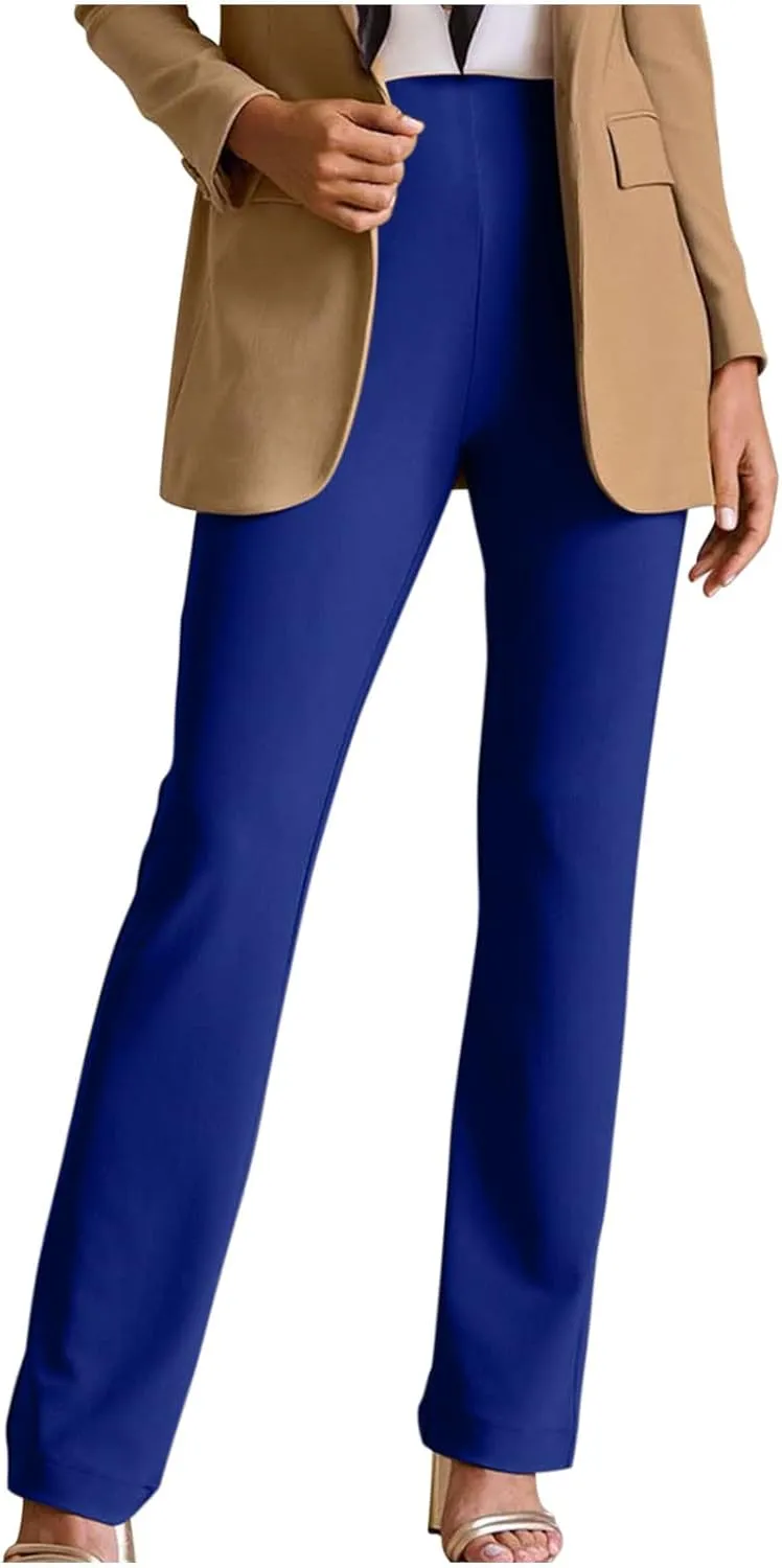 yardsong Dress Pants Women Bootcut Elastic High Waist Pull On Work Slacks Dressy Casual Slim Fit Solid Office Trousers