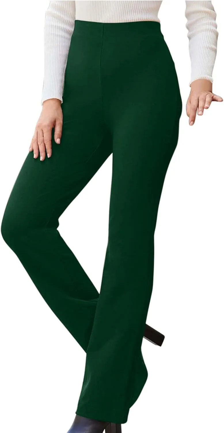 yardsong Dress Pants Women Bootcut Elastic High Waist Pull On Work Slacks Dressy Casual Slim Fit Solid Office Trousers