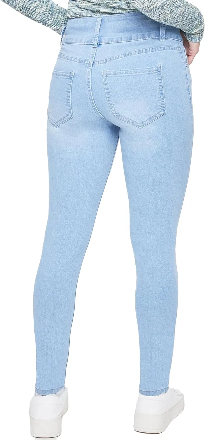 YMI Womens 3-Button High-Rise Skinny Jean Made with Recycled Fibers
