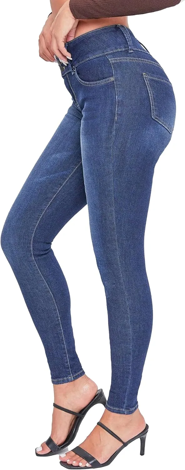 YMI Womens 3-Button High-Rise Skinny Jean Made with Recycled Fibers