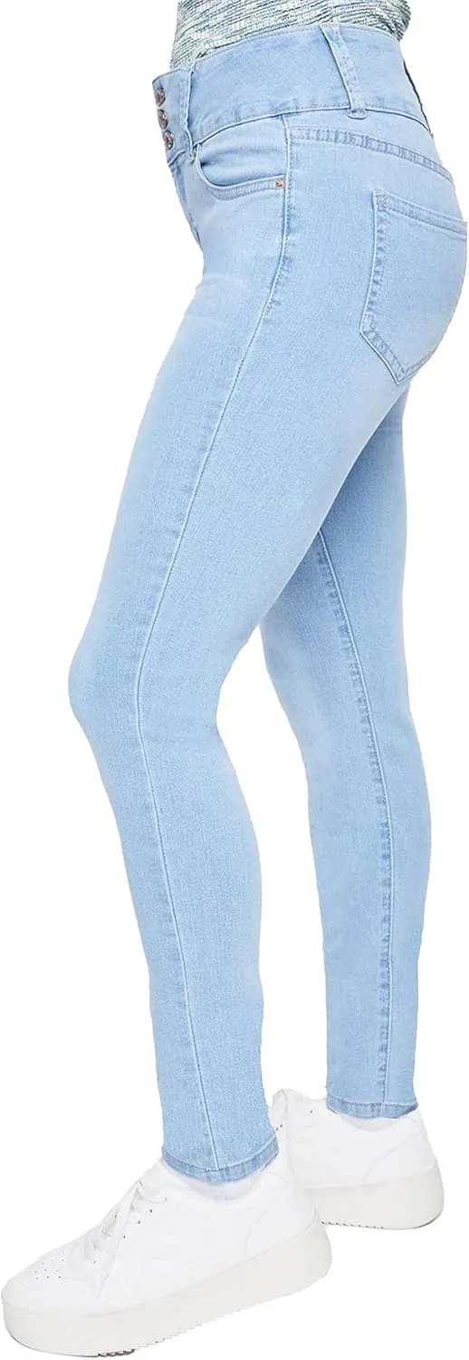 YMI Womens 3-Button High-Rise Skinny Jean Made with Recycled Fibers