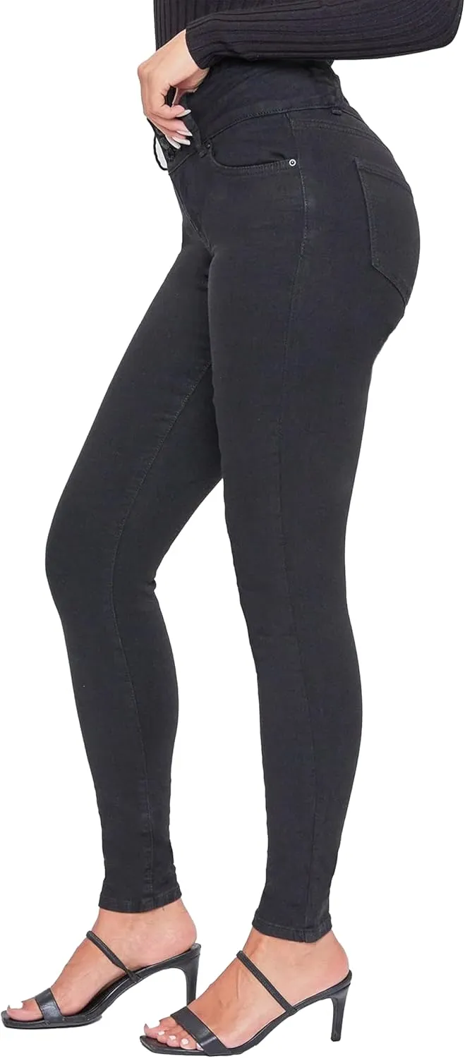 YMI Womens 3-Button High-Rise Skinny Jean Made with Recycled Fibers