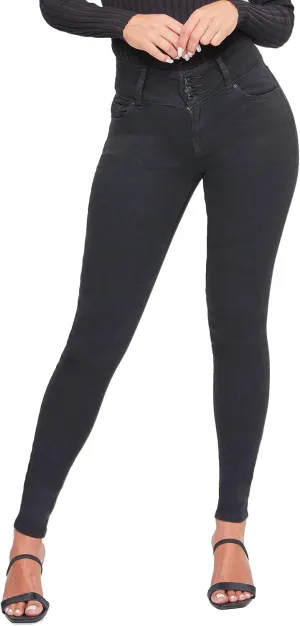 YMI Womens 3-Button High-Rise Skinny Jean Made with Recycled Fibers