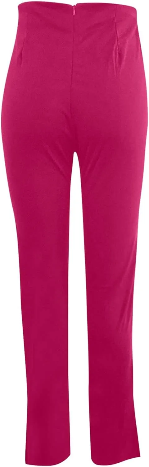 YOLAI Women Casual Wide Leg Pant High Waist Button Down Trousers Solid Color Business Work Trousers