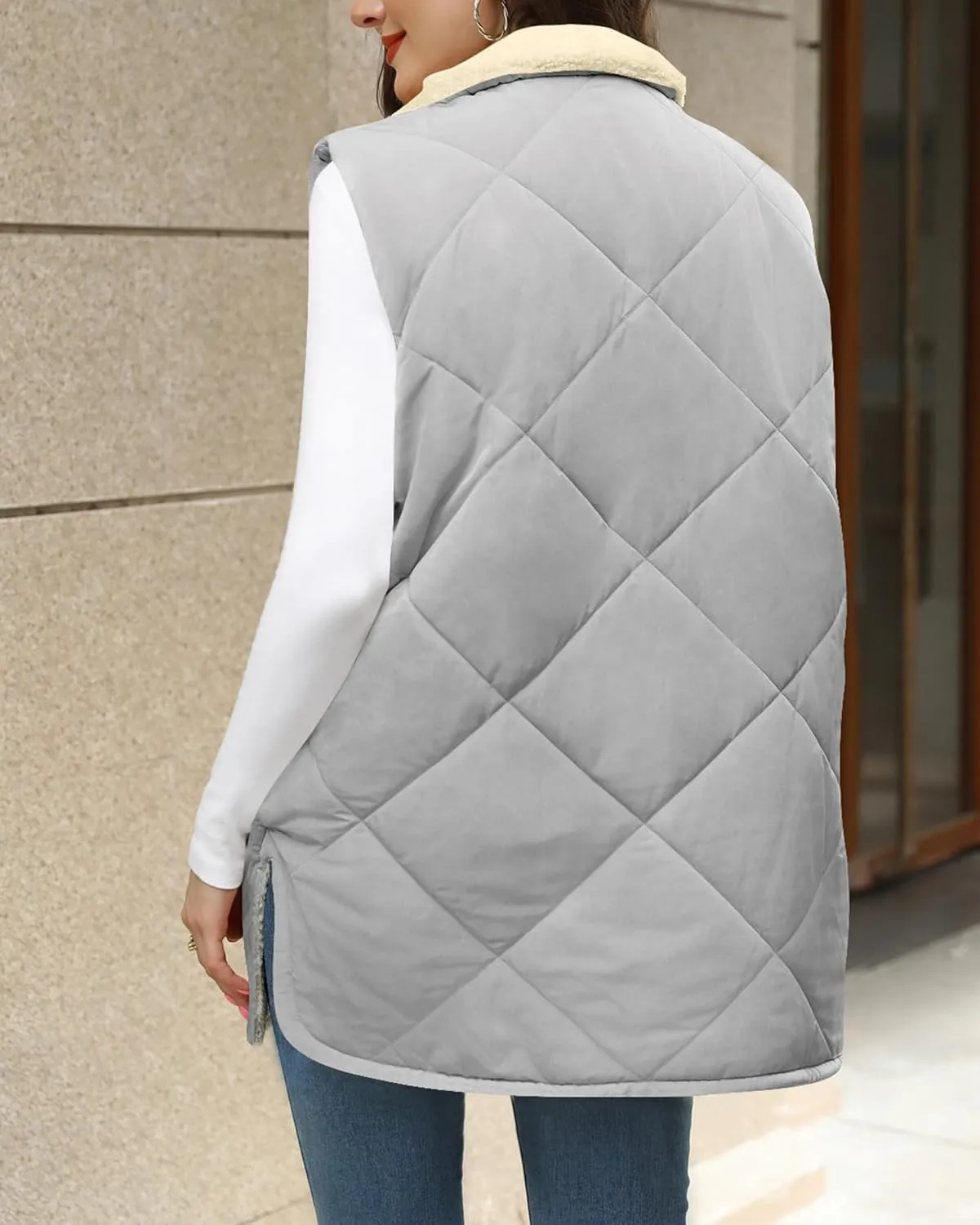 Zeagoo Womens 2025 Reversible Vest Sleeveless Fleece Jacket Double Zip Up Long Warm Winter Coat Outerwear with Pockets