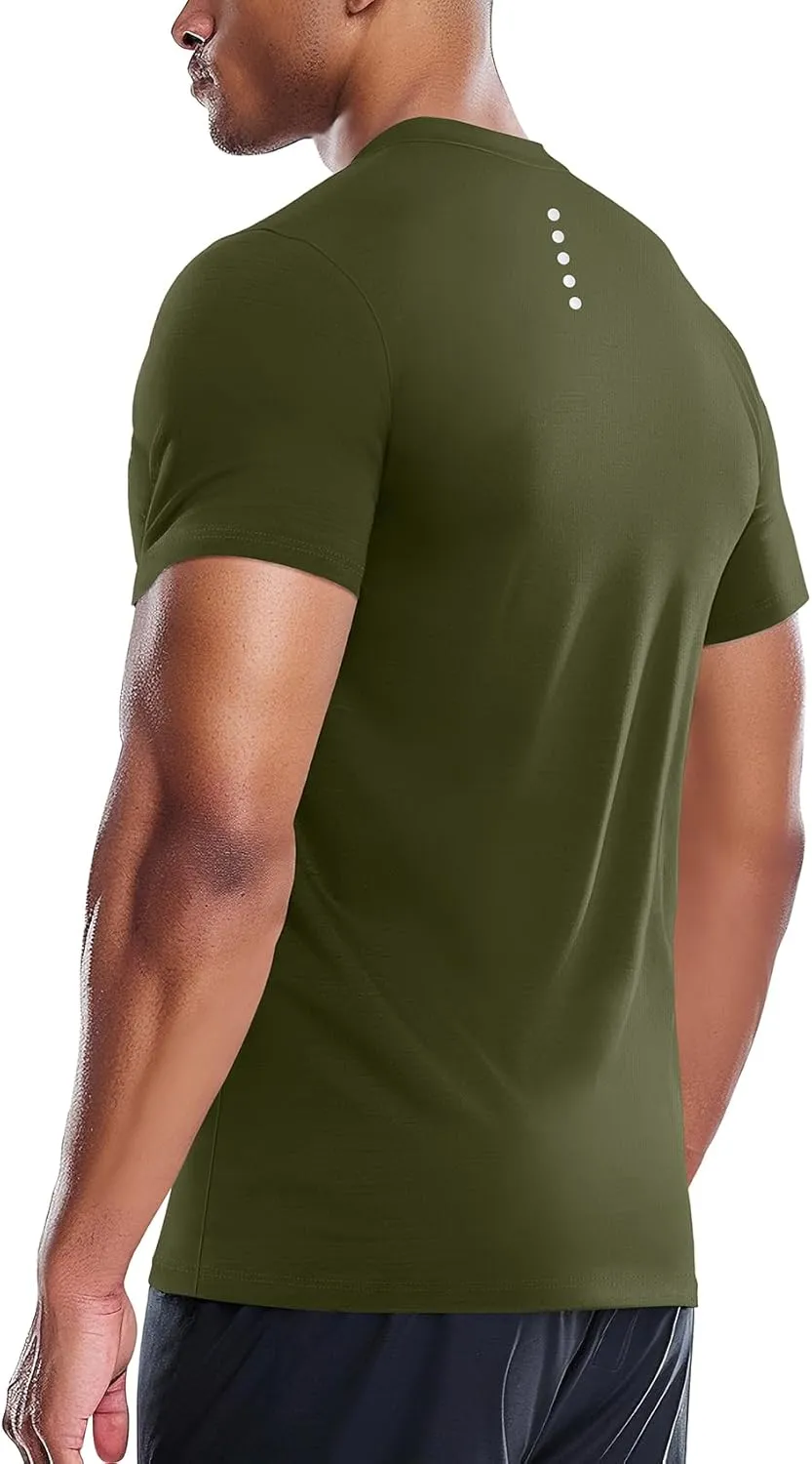 Zengjo Men's Workout Shirts Lightweight Quick Dry Gym Running Athletic Performance Tee Moisture Wicking Short Sleeve