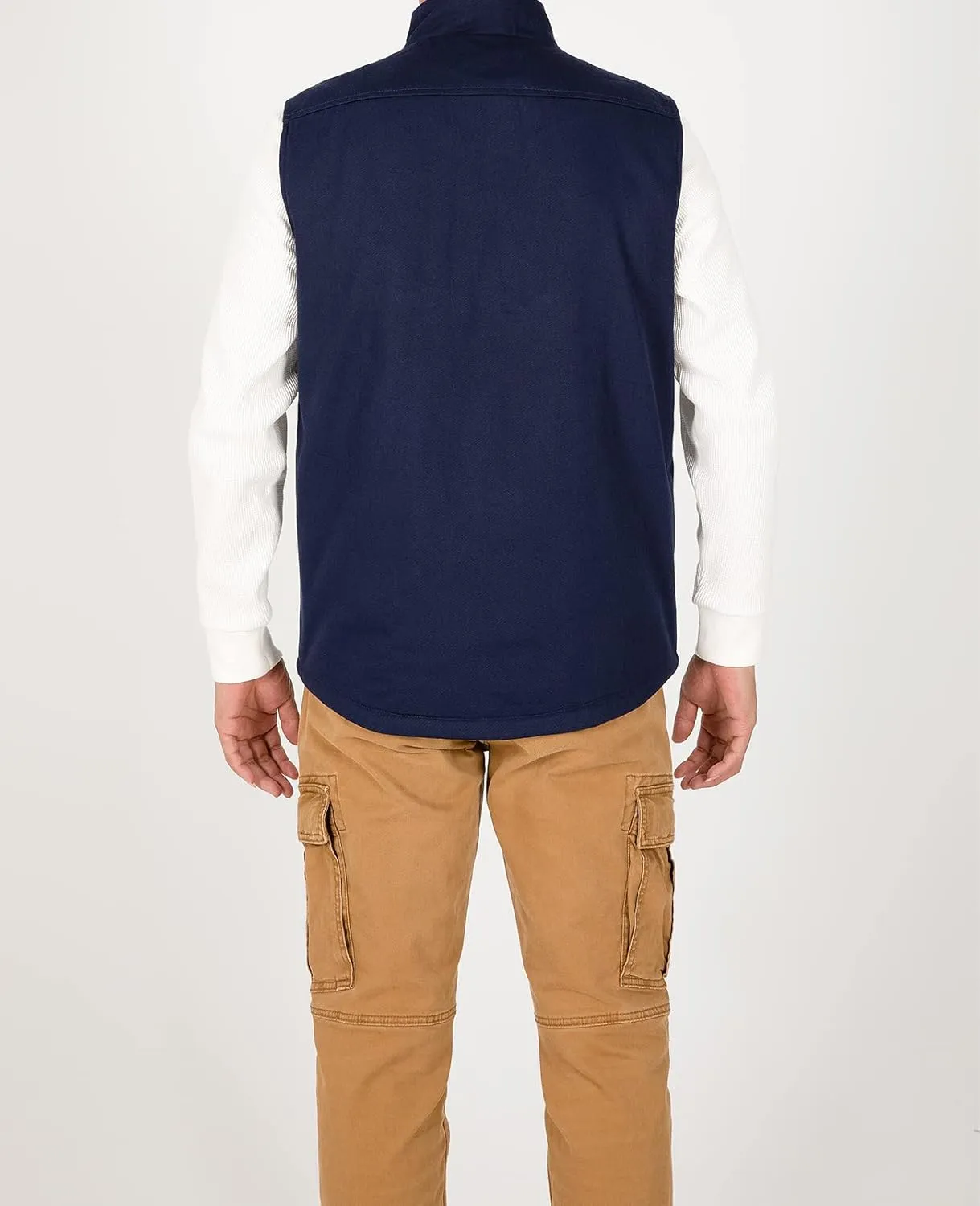 ZENTHACE Men's Reversible Casual Vest Flannel Fleece Lined Outdoor Work Safari Fishing Travel Vest Jacket